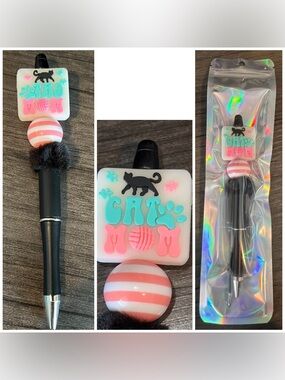 Cat Mom beaded focal pen